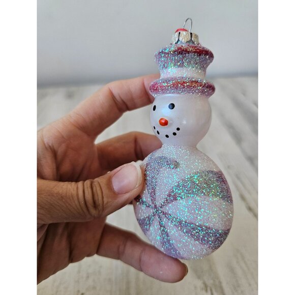 Living quarter snowman peppermint glitter ornament Xmas tree sparkle ornament - Picture 2 of 10